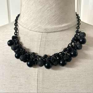 NY collection black beaded cluster necklace